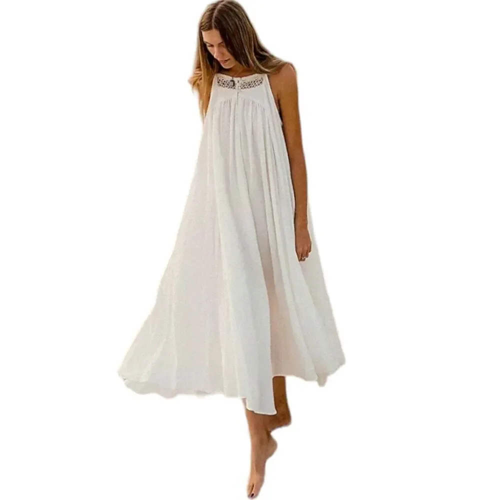 Free People Endless Mancora Maxi Dress Womens Small Ivory Boho Cottagecore